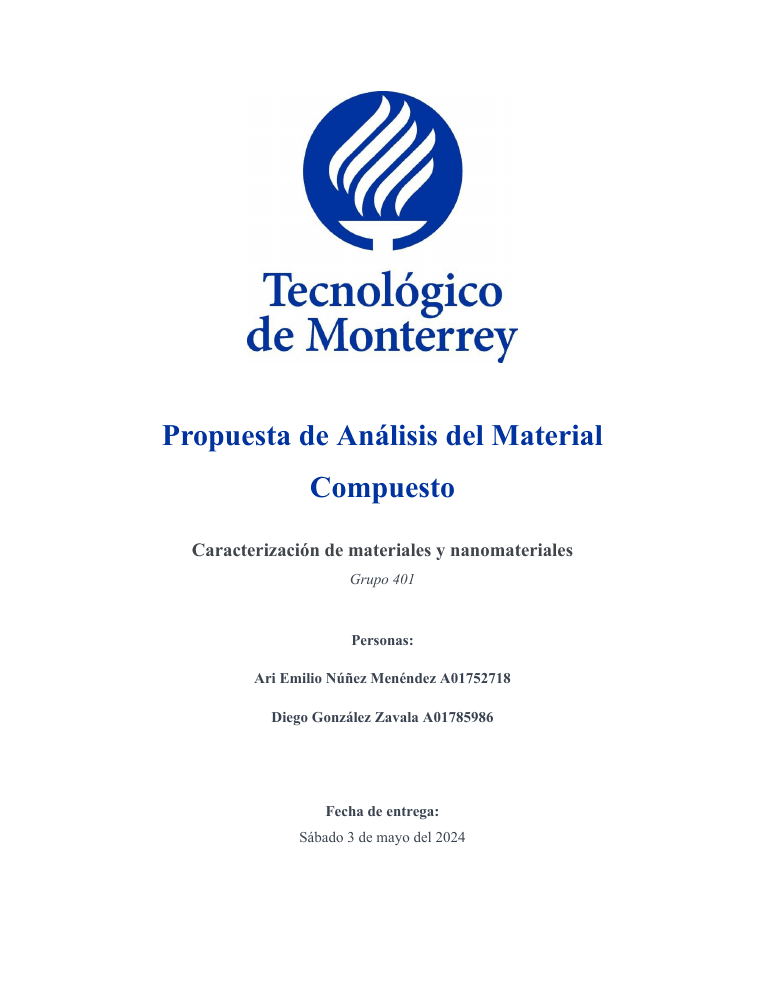 Portada del reporte de desformulación de un nanocompósito polimérico